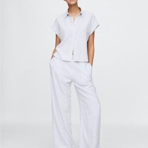 GAP Blue Striped linen pants